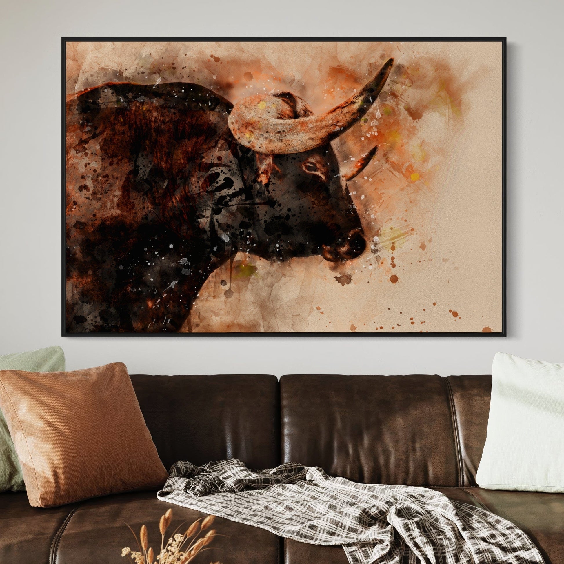 Texas Longhorn Watercolor Art Wall Art Teri James Photography