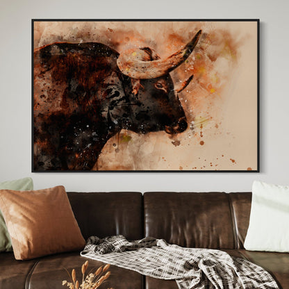 Texas Longhorn Watercolor Art Wall Art Teri James Photography