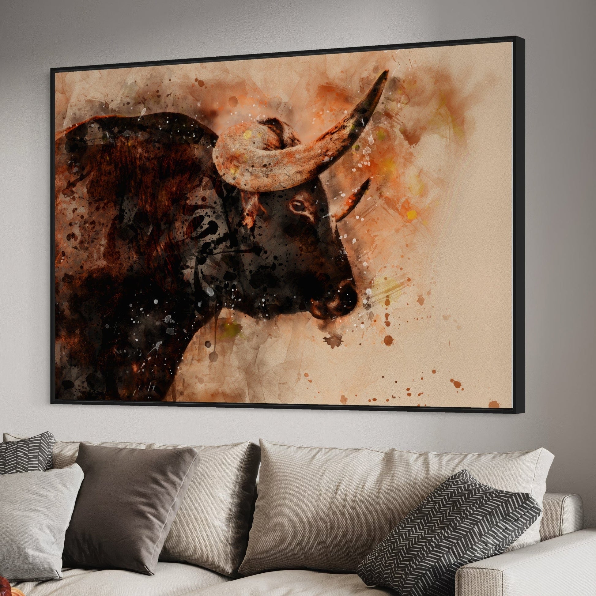 Texas Longhorn Watercolor Art Wall Art Teri James Photography