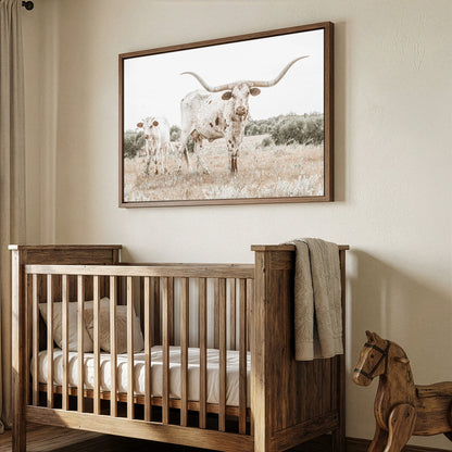 Texas Nursery Wall Art - Longhorn Cow & Calf Wall Art Teri James Photography