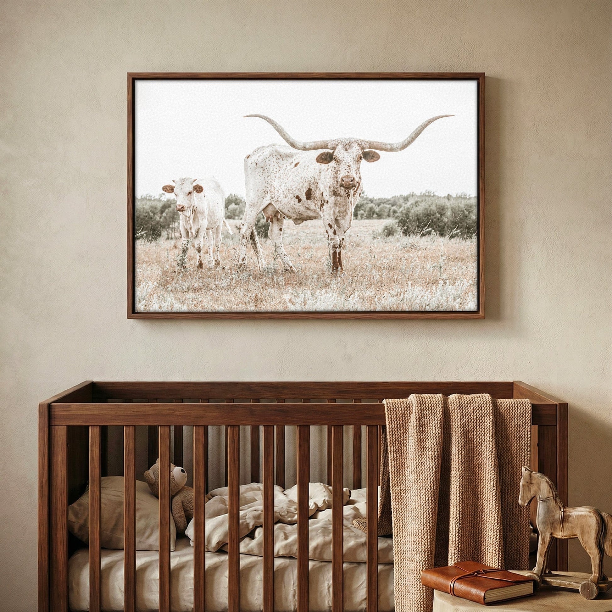 Texas Nursery Wall Art - Longhorn Cow & Calf Wall Art Teri James Photography