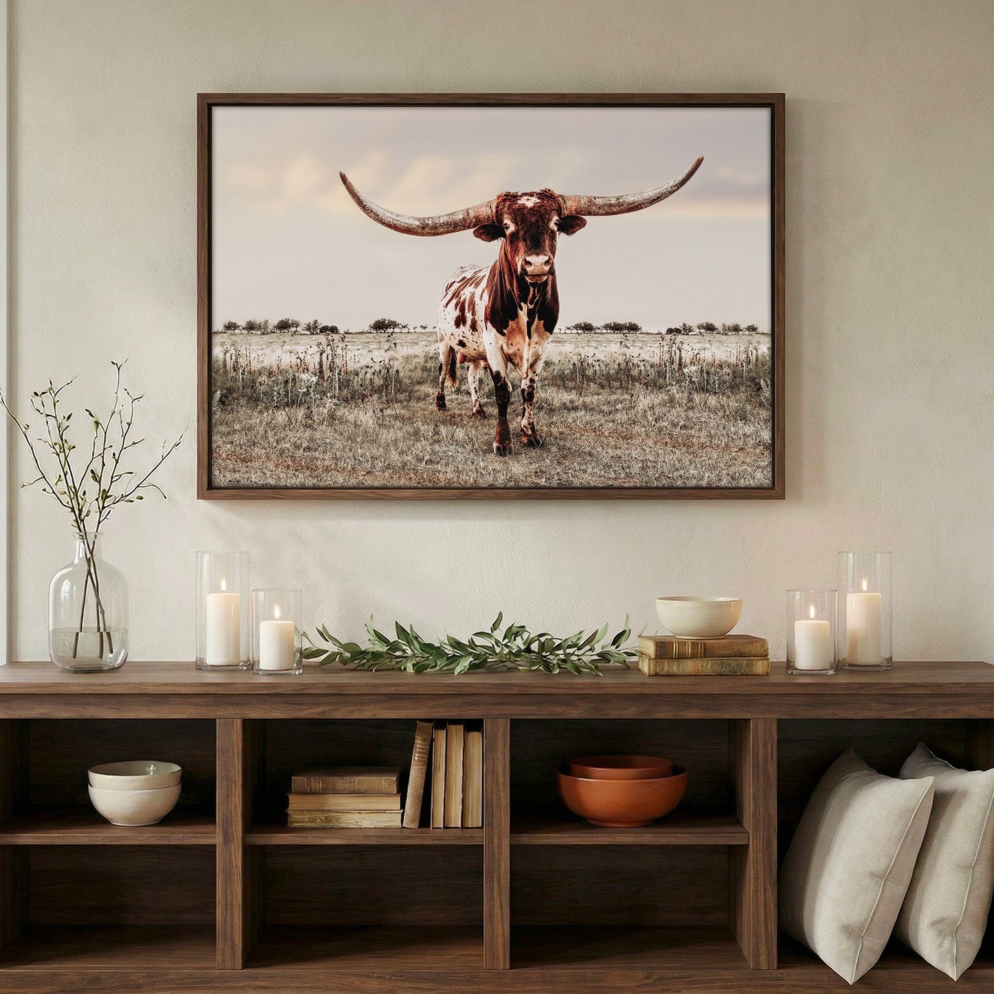Texas Style Wall Decor - Longhorn Bull Wall Art Teri James Photography