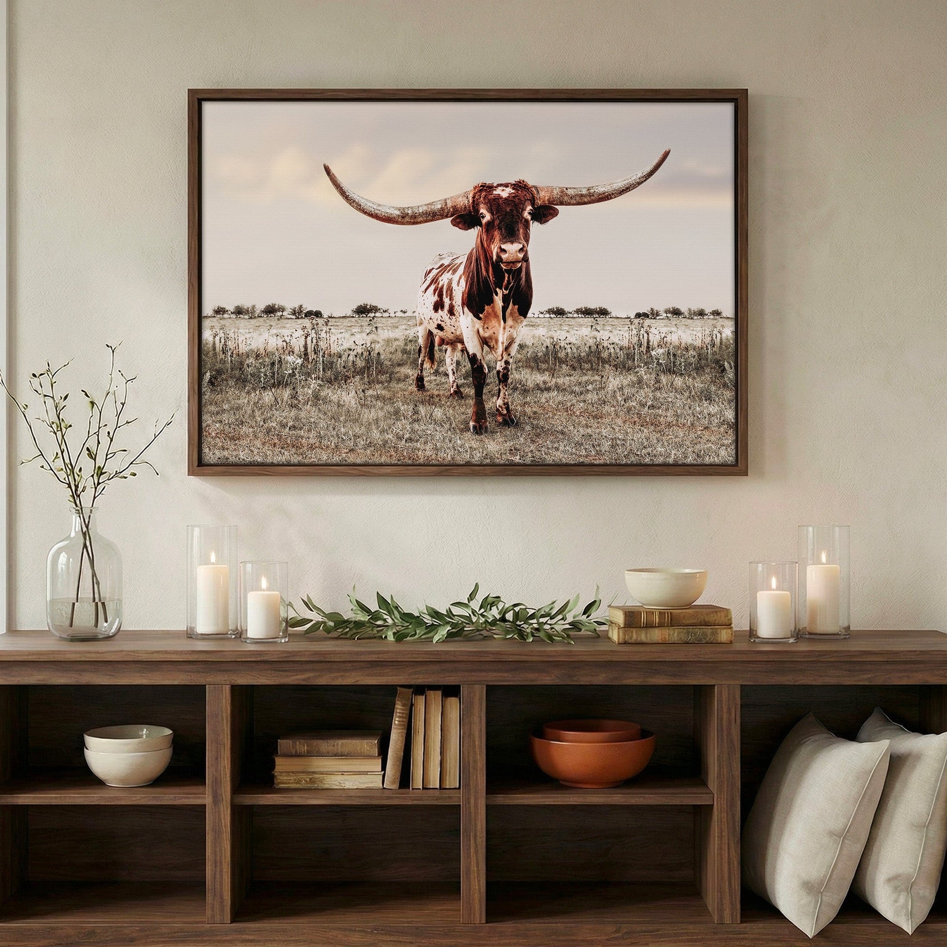 Texas Style Wall Decor - Longhorn Bull Wall Art Teri James Photography