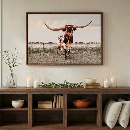 Texas Style Wall Decor - Longhorn Bull Wall Art Teri James Photography