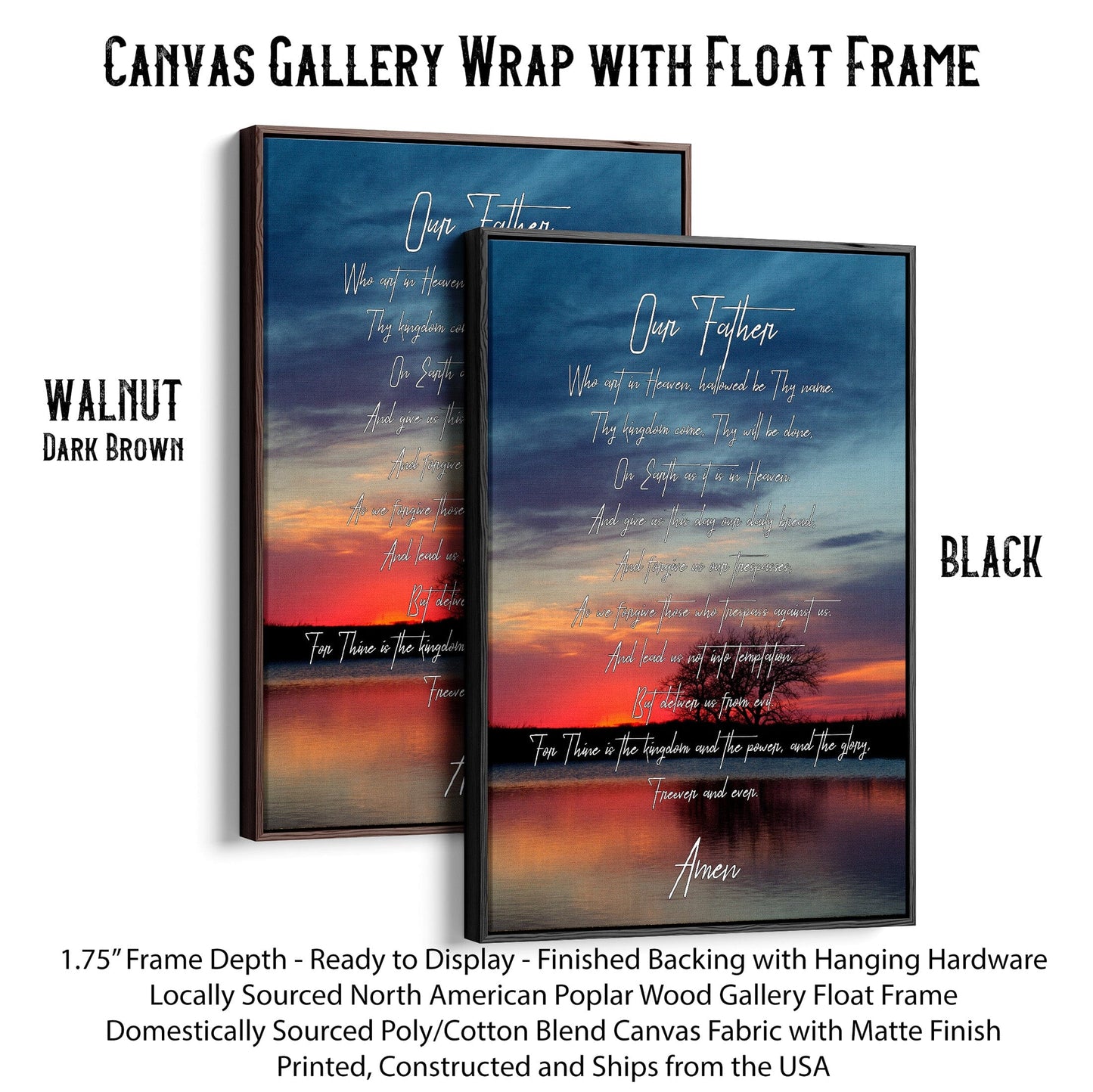 The Lord's Prayer Inspirational Wall Art Canvas-Black Frame / 12 x 18 Inches Wall Art Teri James Photography