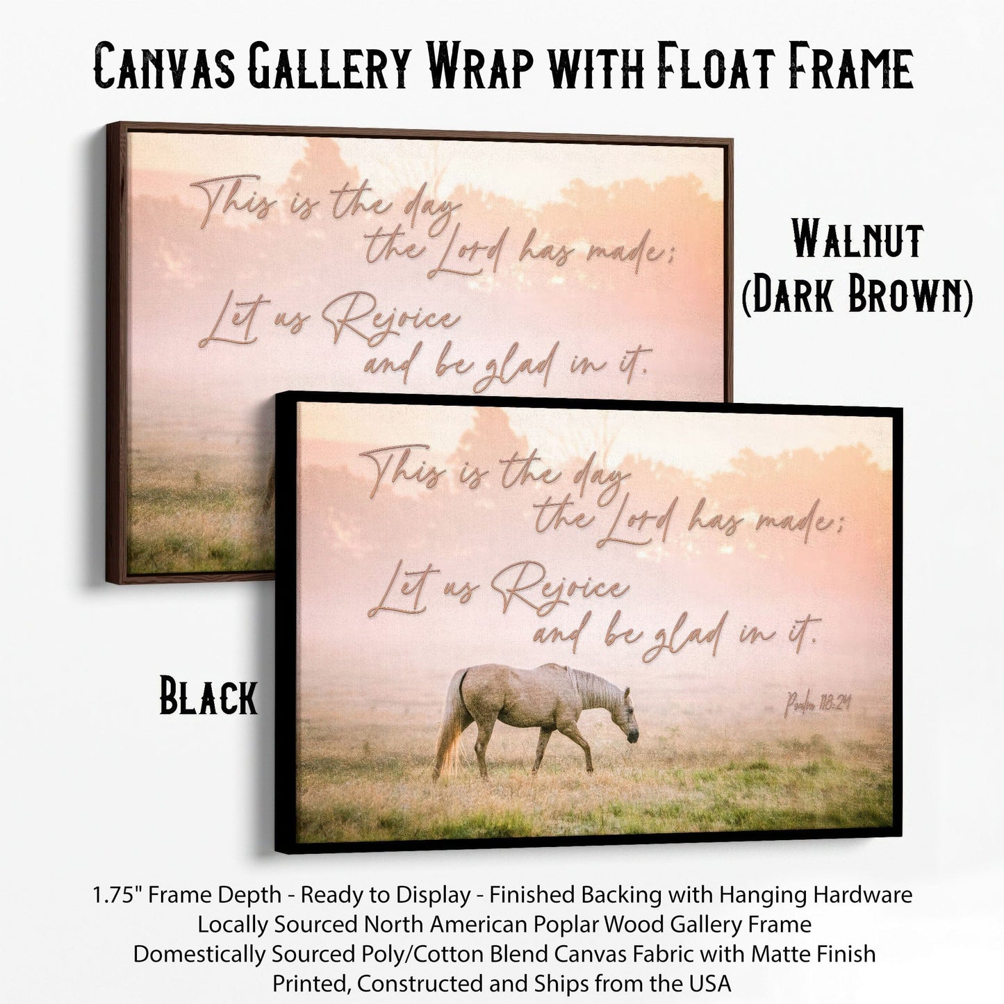 This is the Day the Lord has Made - Horse Wall Art Canvas-Black Frame / 12 x 18 Inches Wall Art Teri James Photography