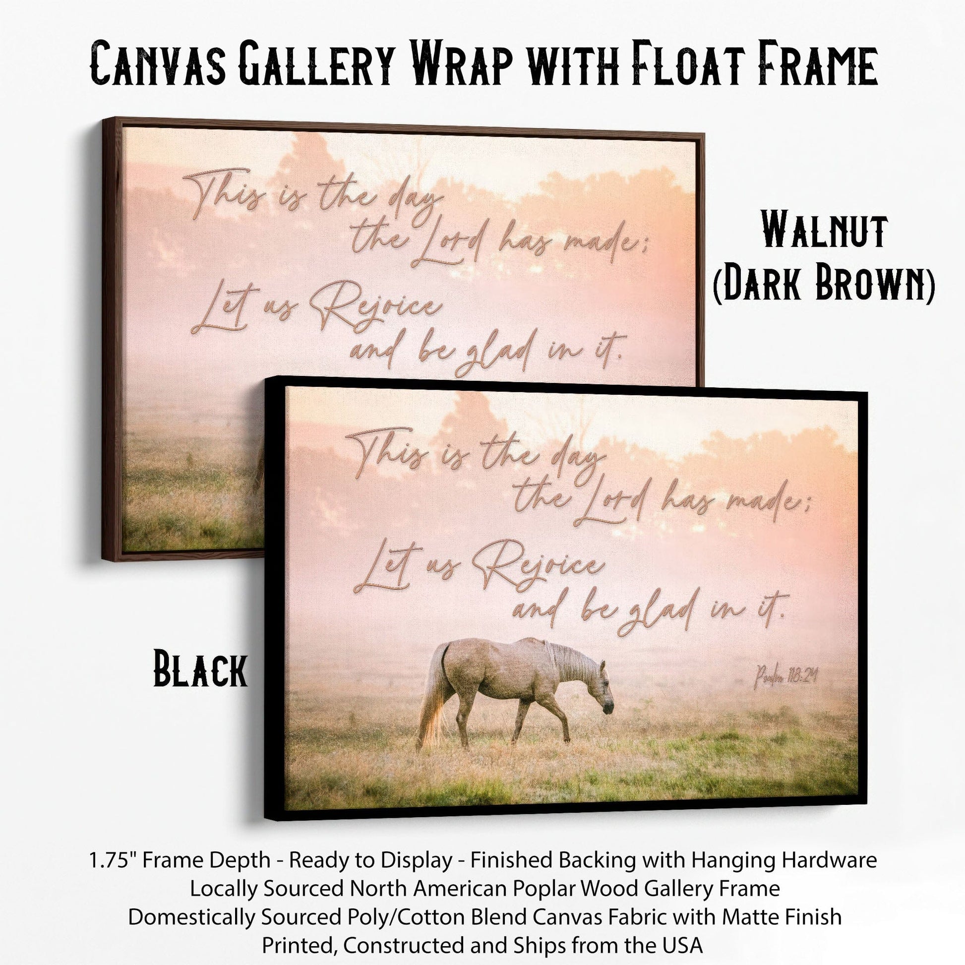 This is the Day the Lord has Made - Horse Wall Art Canvas-Black Frame / 12 x 18 Inches Wall Art Teri James Photography