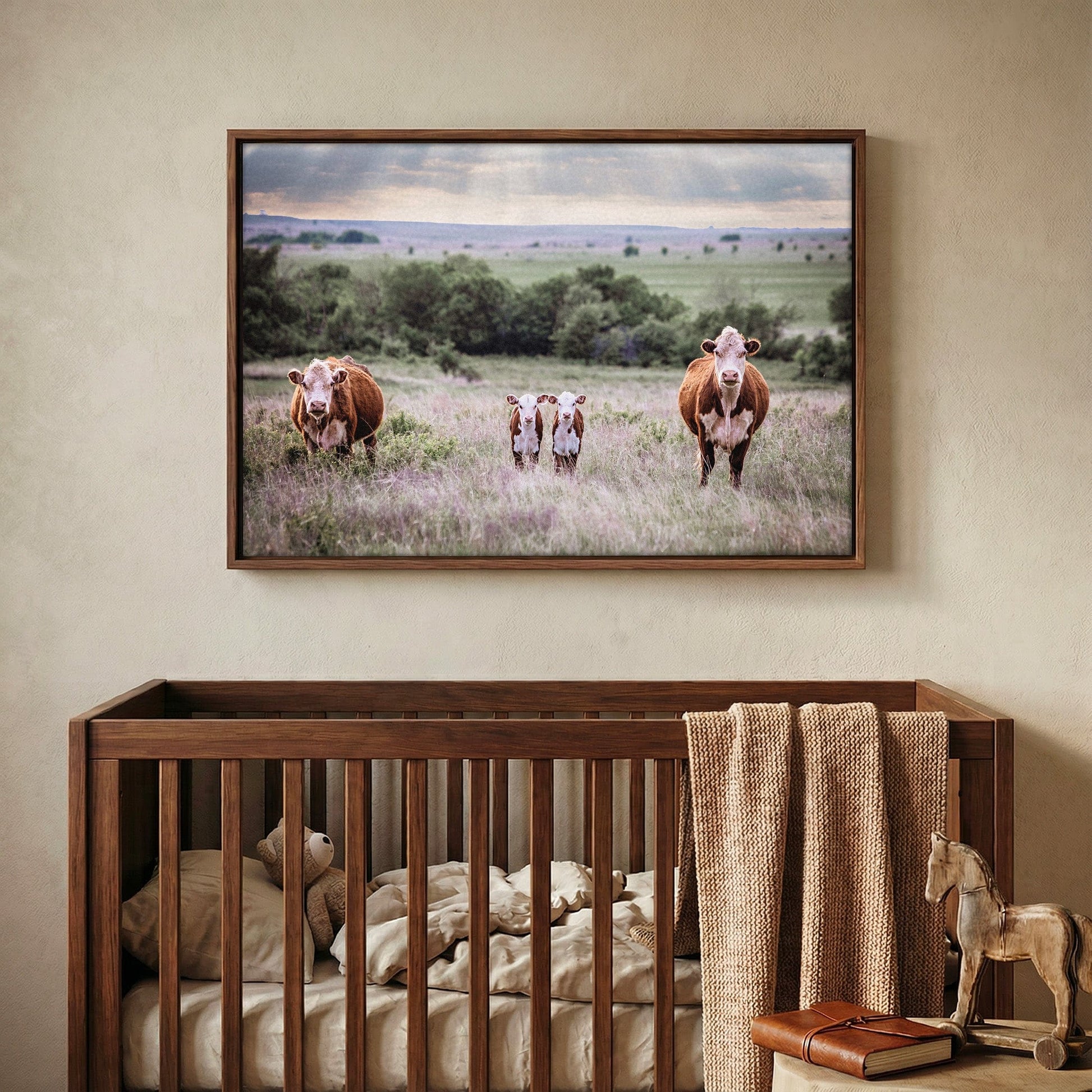 Twin Nursery Decor - Hereford Cattle Wall Art Teri James Photography