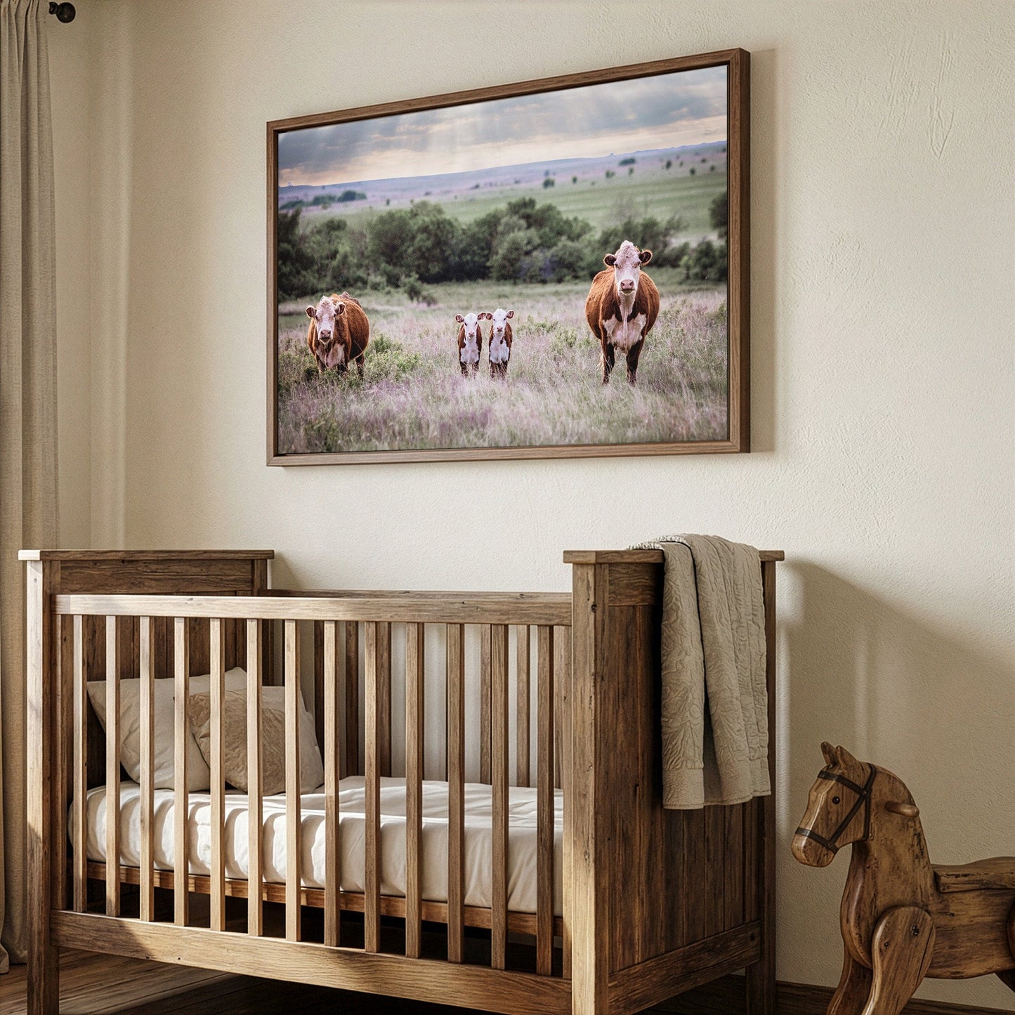 Twin Nursery Decor - Hereford Cattle Wall Art Teri James Photography