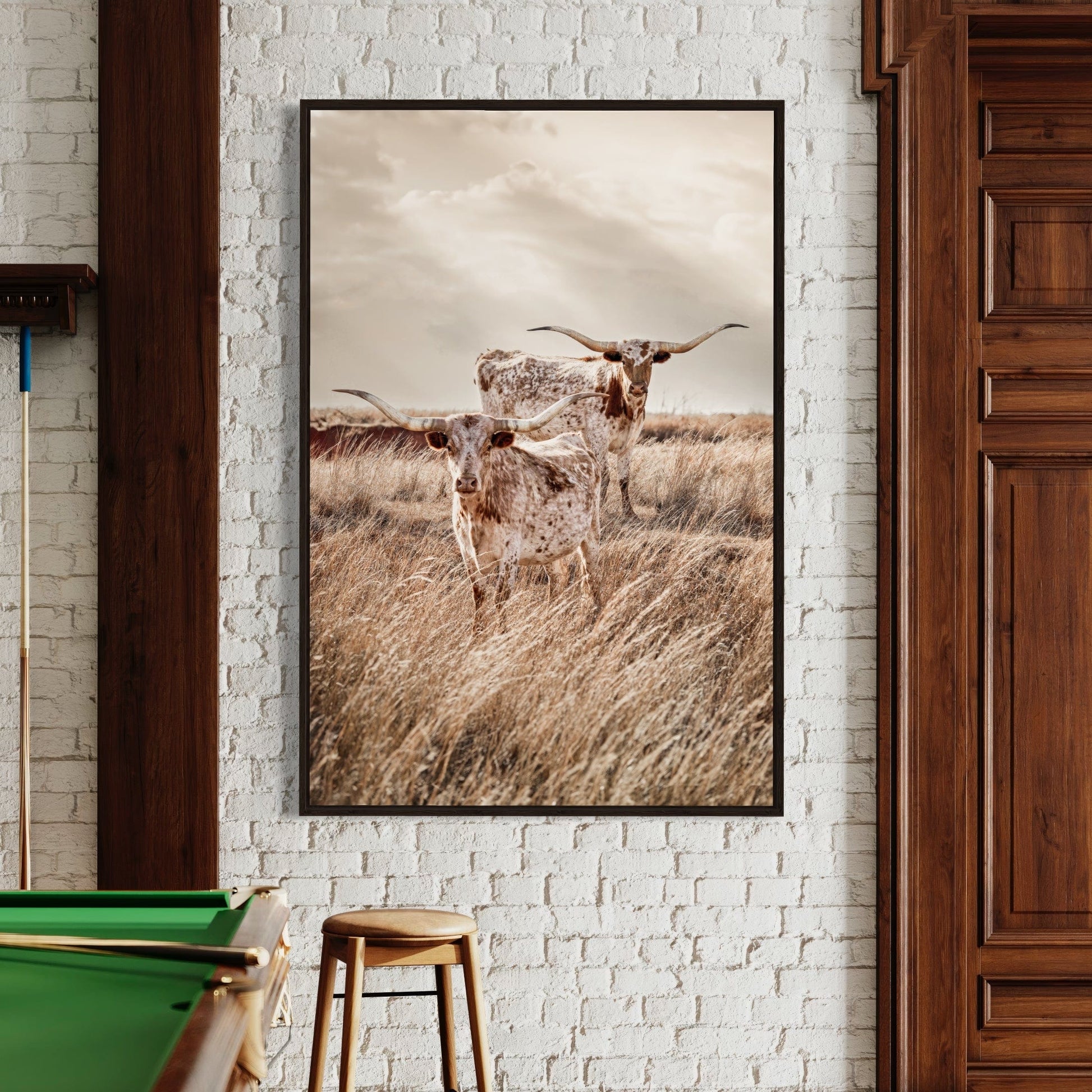 Vertical Farmhouse Longhorn Canvas Print Wall Art Teri James Photography