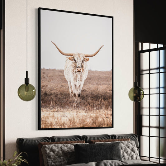 Vertical Longhorn Canvas Print in Farmhouse Style Wall Art Teri James Photography