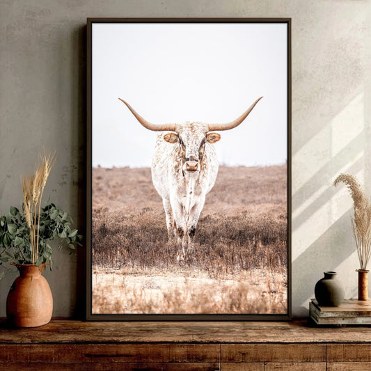Vertical Longhorn Canvas Print in Farmhouse Style Wall Art Teri James Photography