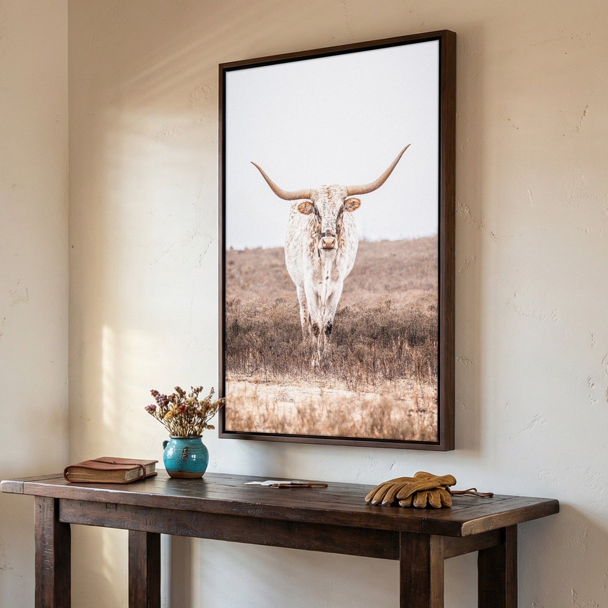 Vertical Longhorn Canvas Print in Farmhouse Style Wall Art Teri James Photography
