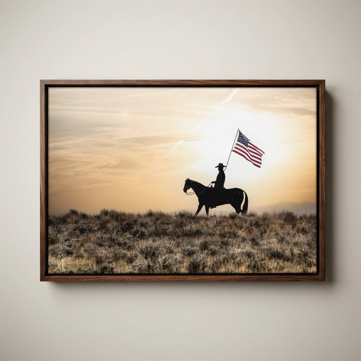 Western American Flag Canvas - Patriotic Wall Art