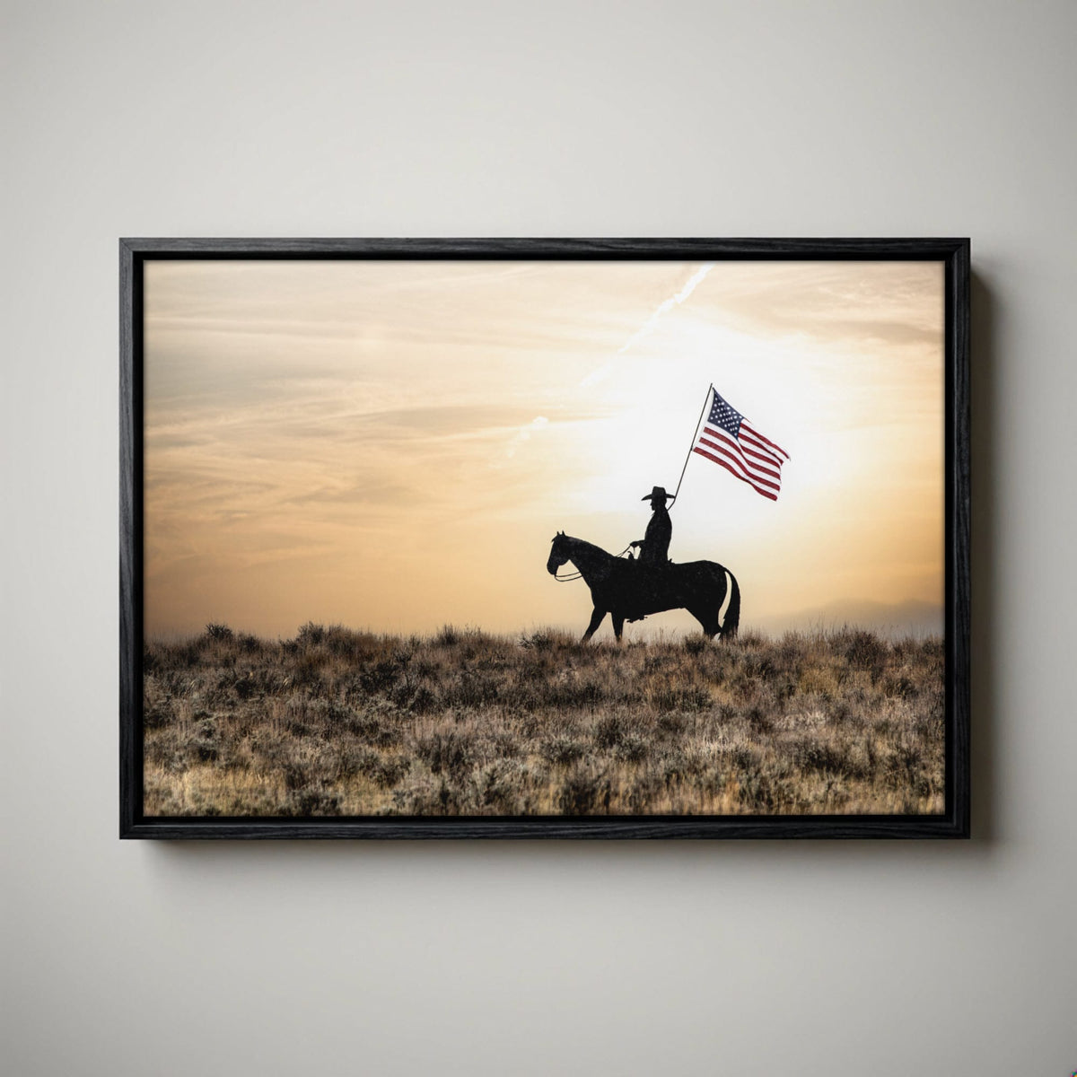 Western American Flag Canvas - Patriotic Wall Art