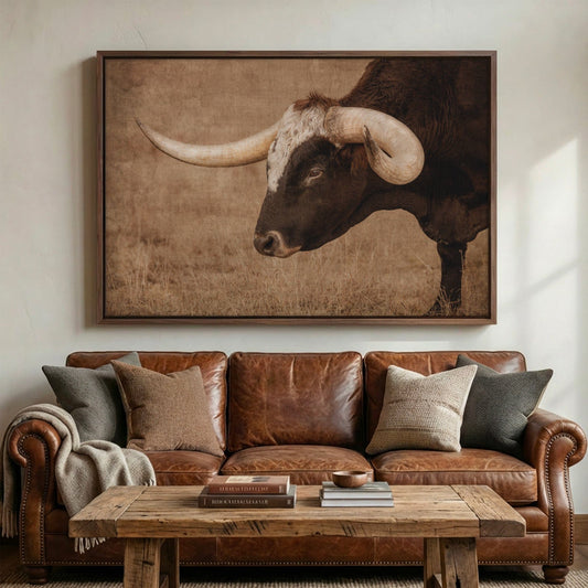 Western Art Longhorn Canvas - Modern Western Decor High Quality Wall Print Wall Art Teri James Photography