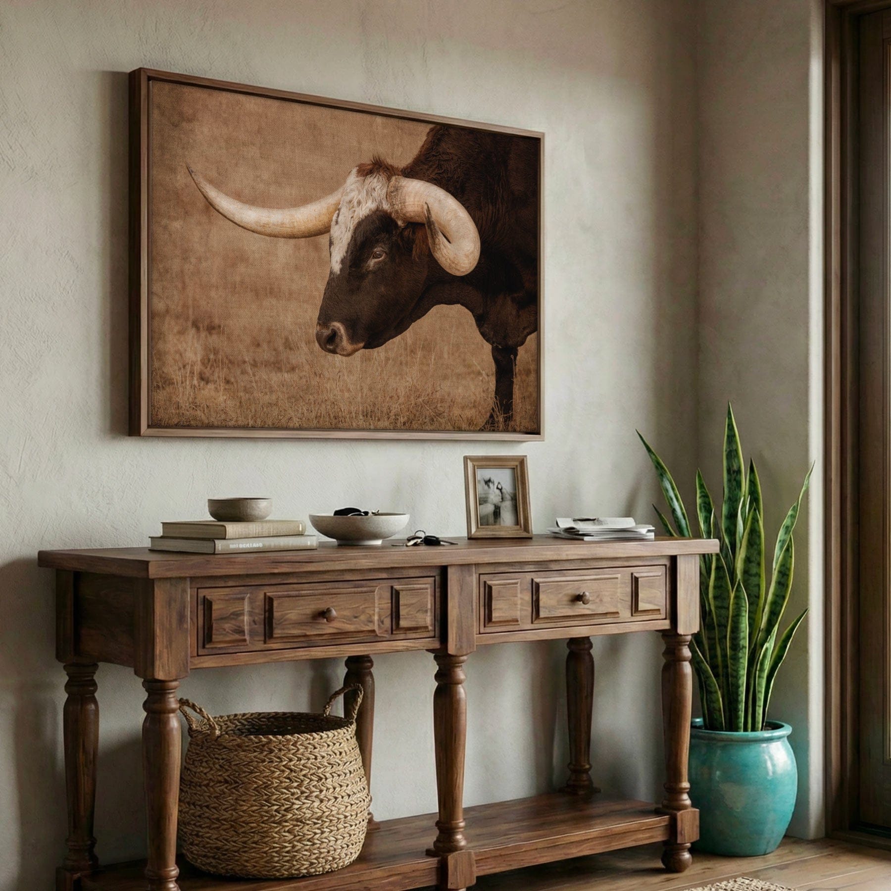 Western Art Longhorn Canvas - Modern Western Decor High Quality Wall Print Wall Art Teri James Photography