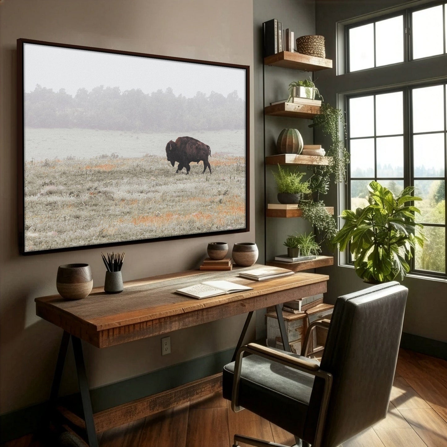 Western Artwork Bison Canvas or Print Wall Art Teri James Photography