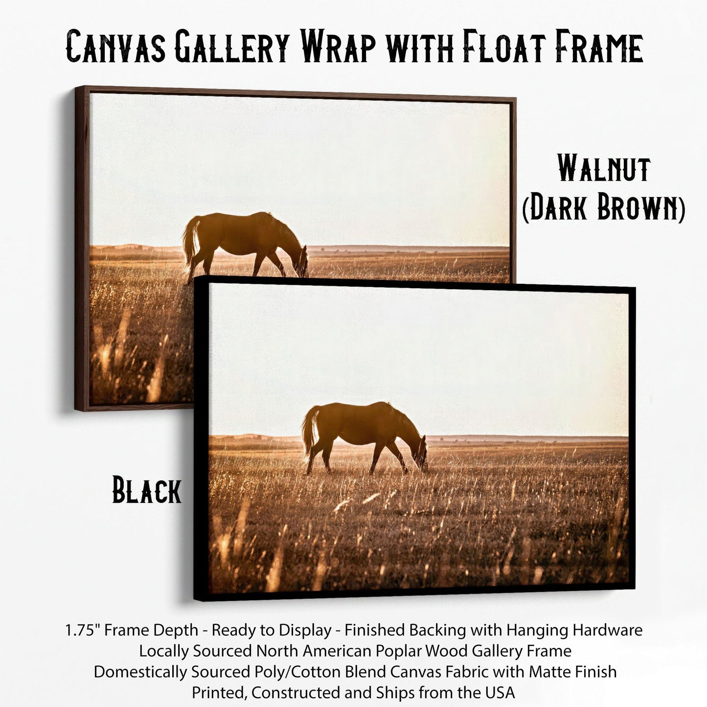 Western Bedroom Decor Horse Art Canvas-Black Frame / 12 x 18 Inches Wall Art Teri James Photography