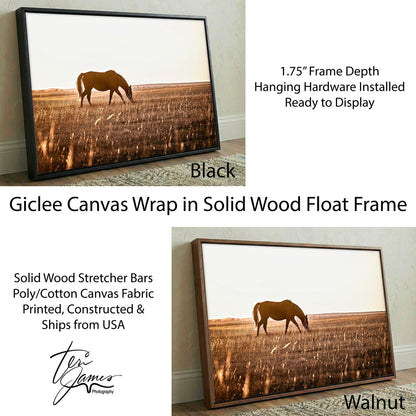 Western Bedroom Decor Rustic Horse Wall Art Large Canvas Print Sunset Pasture Canvas-Black Frame / 12 x 18 Inches Wall Art Teri James Photography
