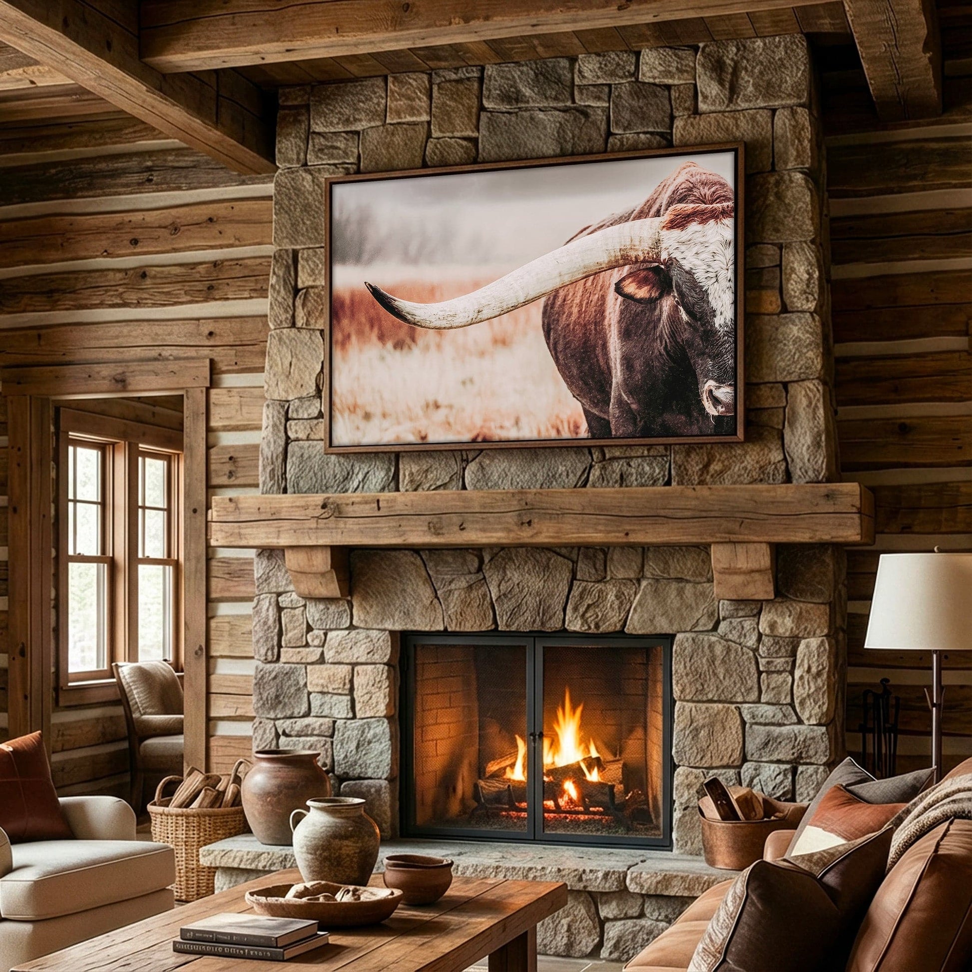 Western Canvas Wall Art - Longhorn Bull Wall Art Teri James Photography