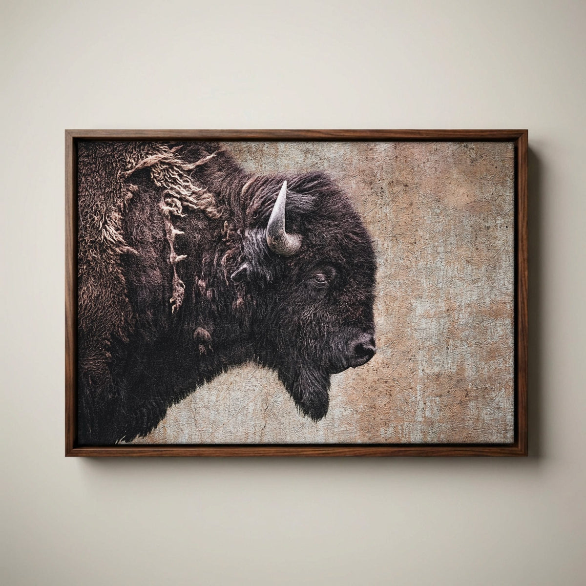 Western Decor Bison Canvas - Rustic Wall Art Buffalo Closeup