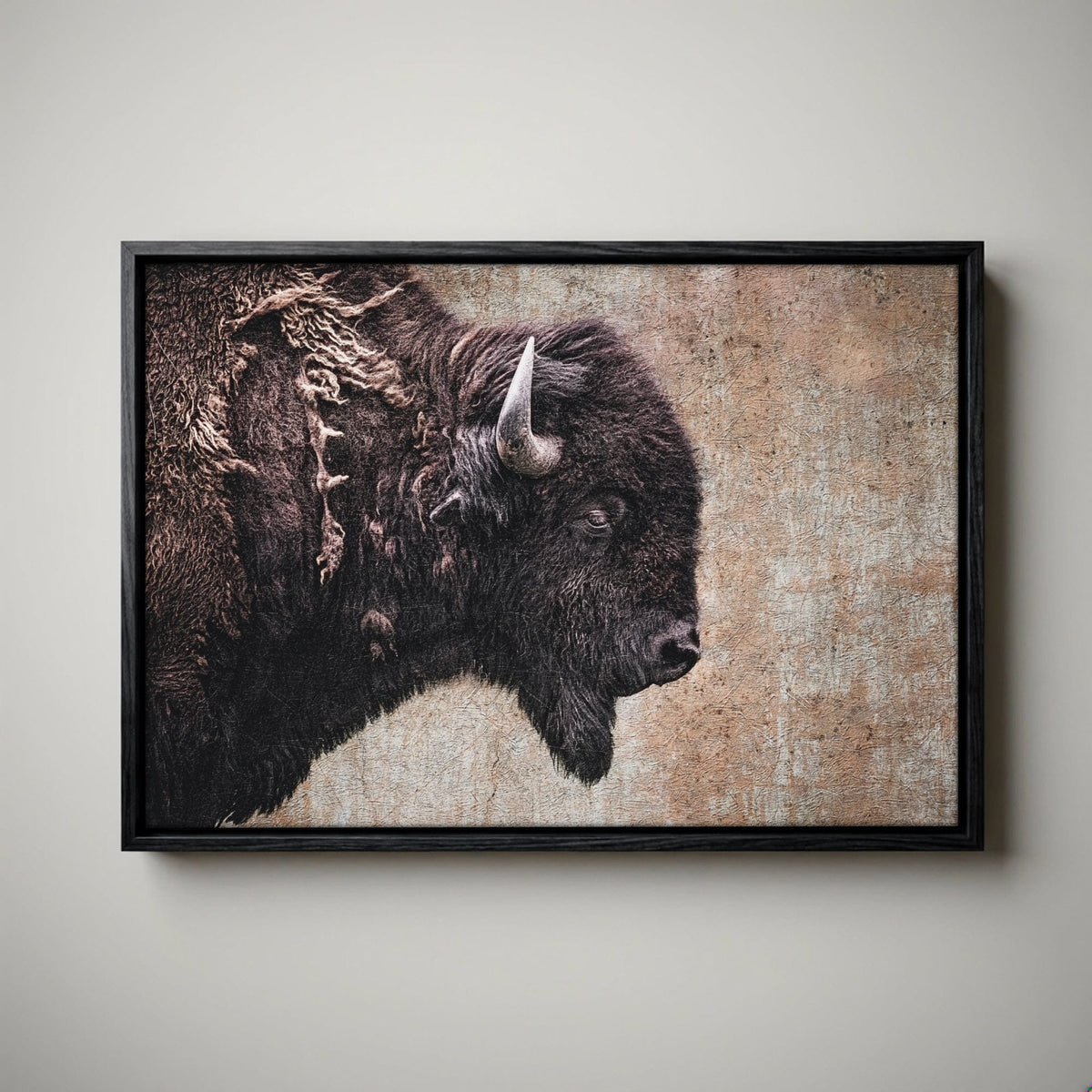Western Decor Bison Canvas - Rustic Wall Art Buffalo Closeup