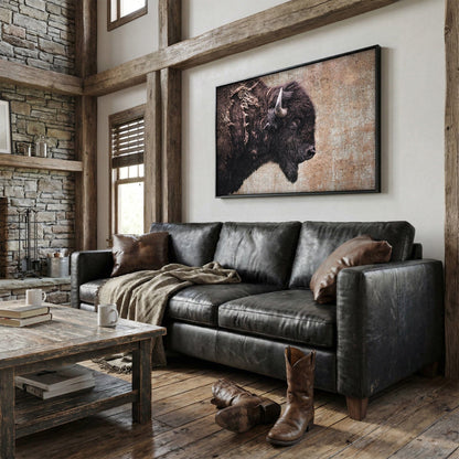 Western Decor Bison Painting - Rustic Wall Art With Buffalo Closeup Wall Art Teri James Photography