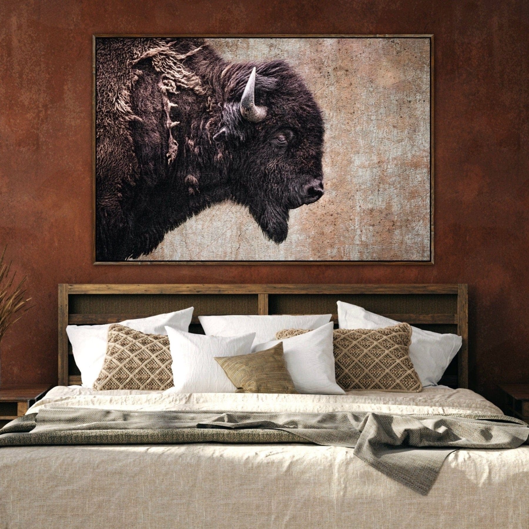 Western Decor Bison Painting Wall Art Teri James Photography