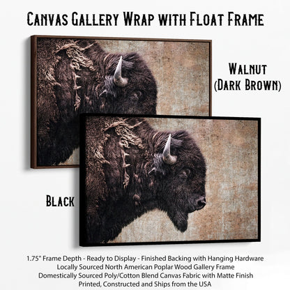Western Decor Bison Painting Canvas-Black Frame / 12 x 18 Inches Wall Art Teri James Photography