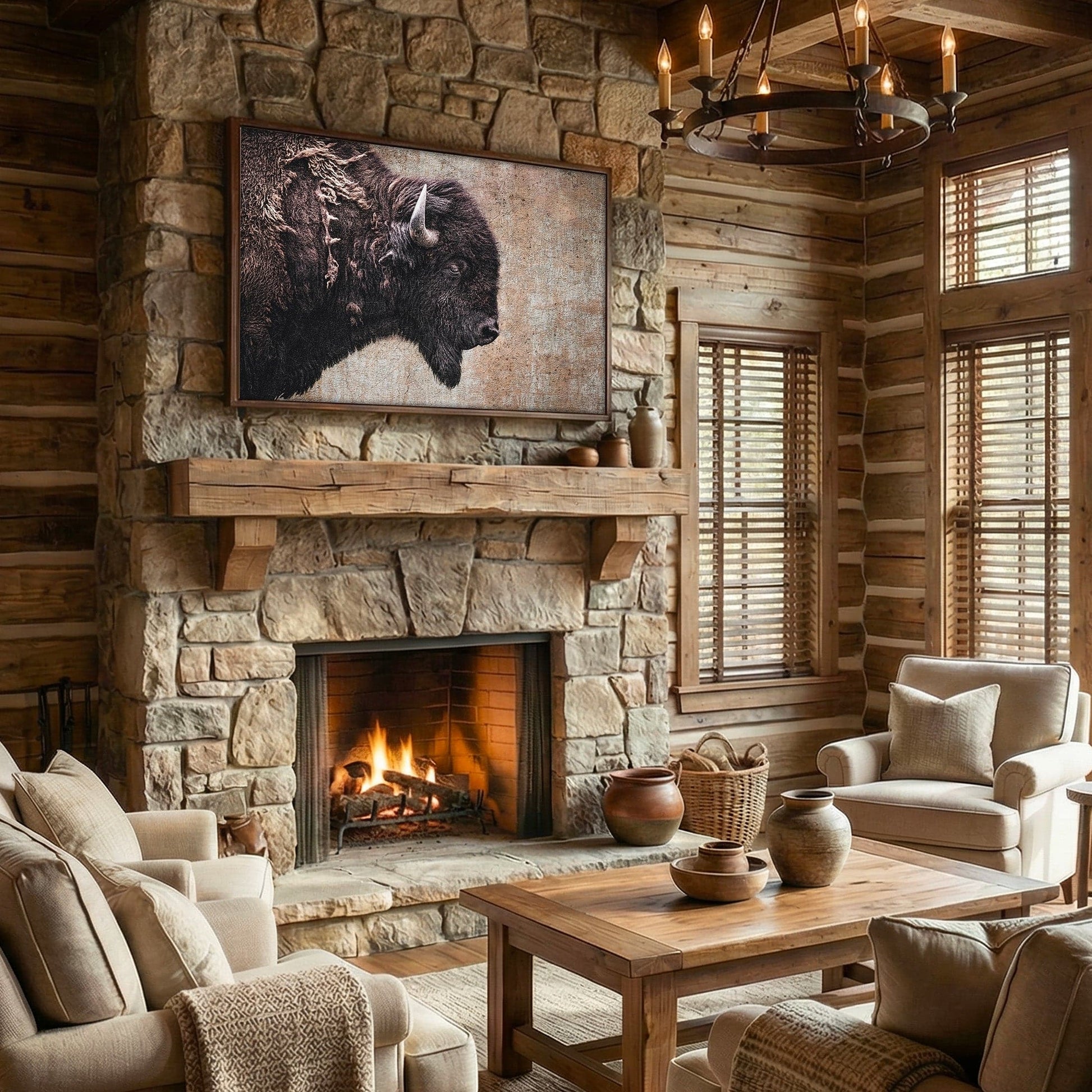 Western Decor Bison Painting Wall Art Teri James Photography