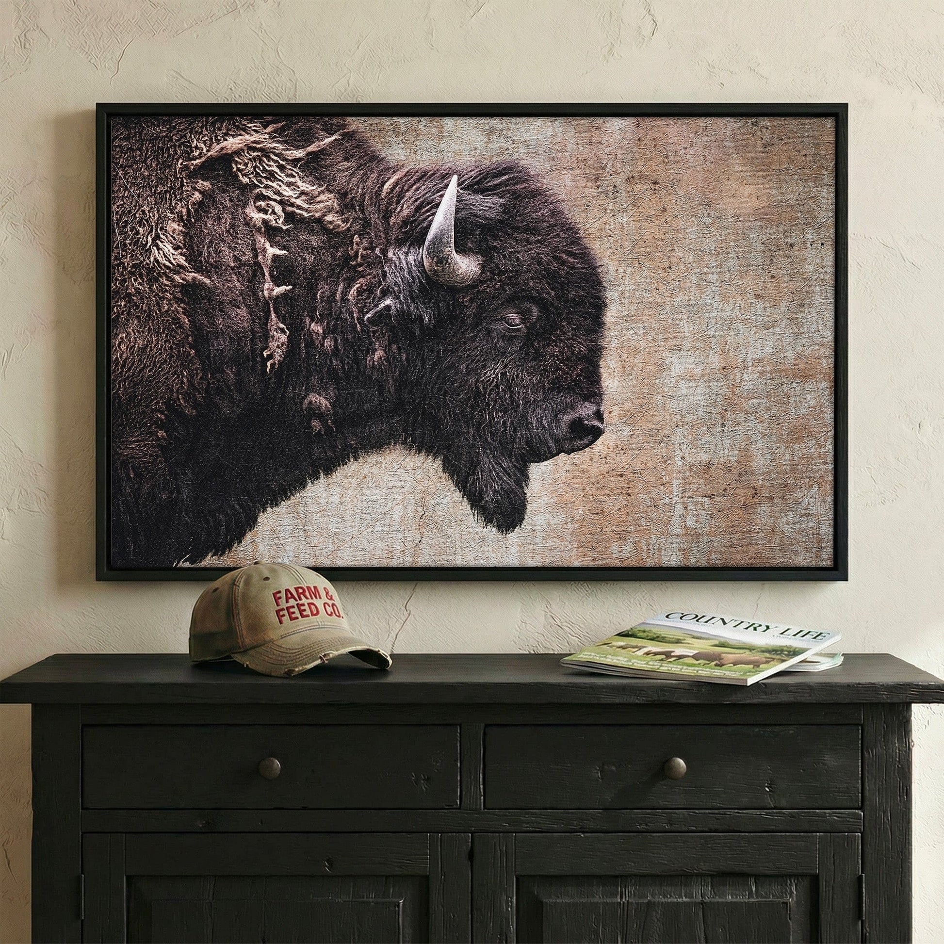 Western Decor Bison Painting Wall Art Teri James Photography