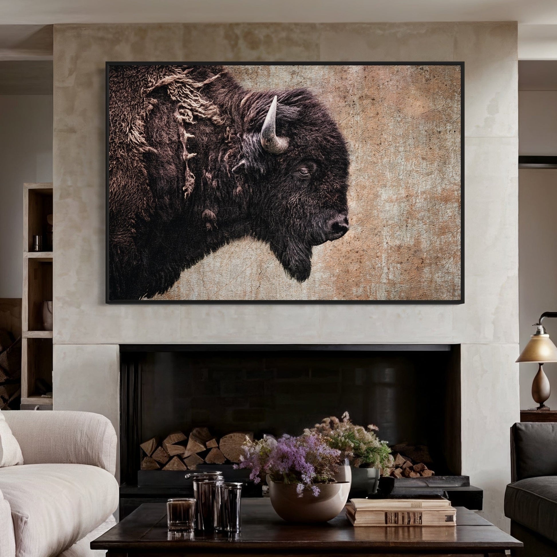 Western Decor Bison Painting Wall Art Teri James Photography