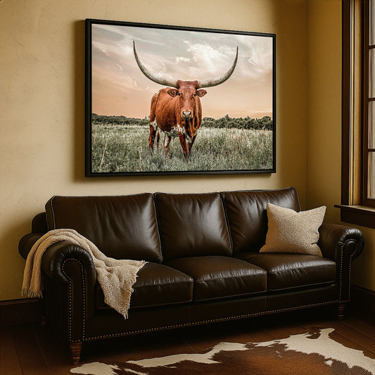 Western Decor Texas Longhorn Canvas Art in Southwest Colors Wall Art Teri James Photography