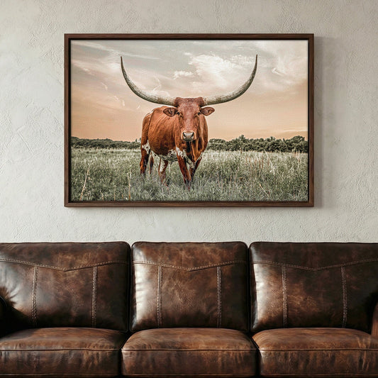 Western Decor Texas Longhorn Canvas Art in Southwest Colors Wall Art Teri James Photography