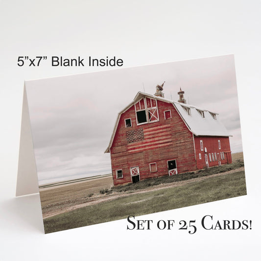 Western Greeting Cards - Rustic Note Cards Old Barn with American Flag Greeting cards Teri James Photography