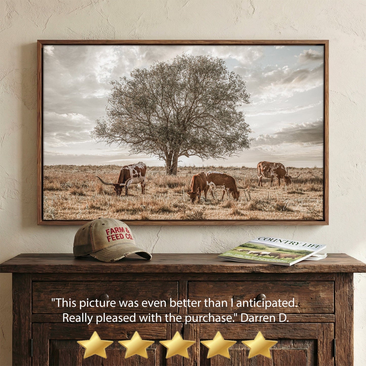 Western Landscape Art - Flint Hills Rustic Wall Decor With Longhorn Cattle Wall Art Teri James Photography