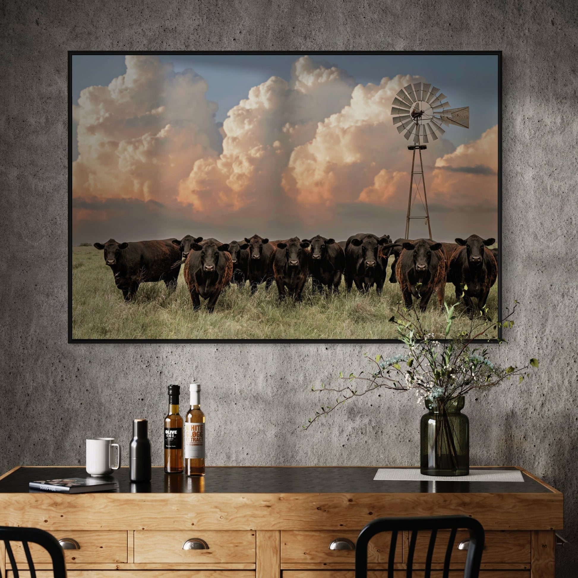Western Landscape Art Print - Angus Cattle Wall Art Teri James Photography