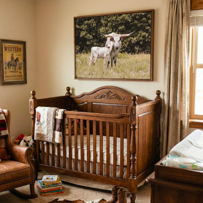 Western Nursery Decor - Texas Longhorn Canvas Wall Art Teri James Photography