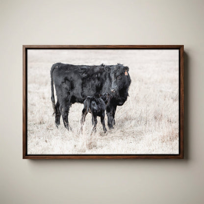 Western Nursery Wall Art - Black Angus Cow & Calf