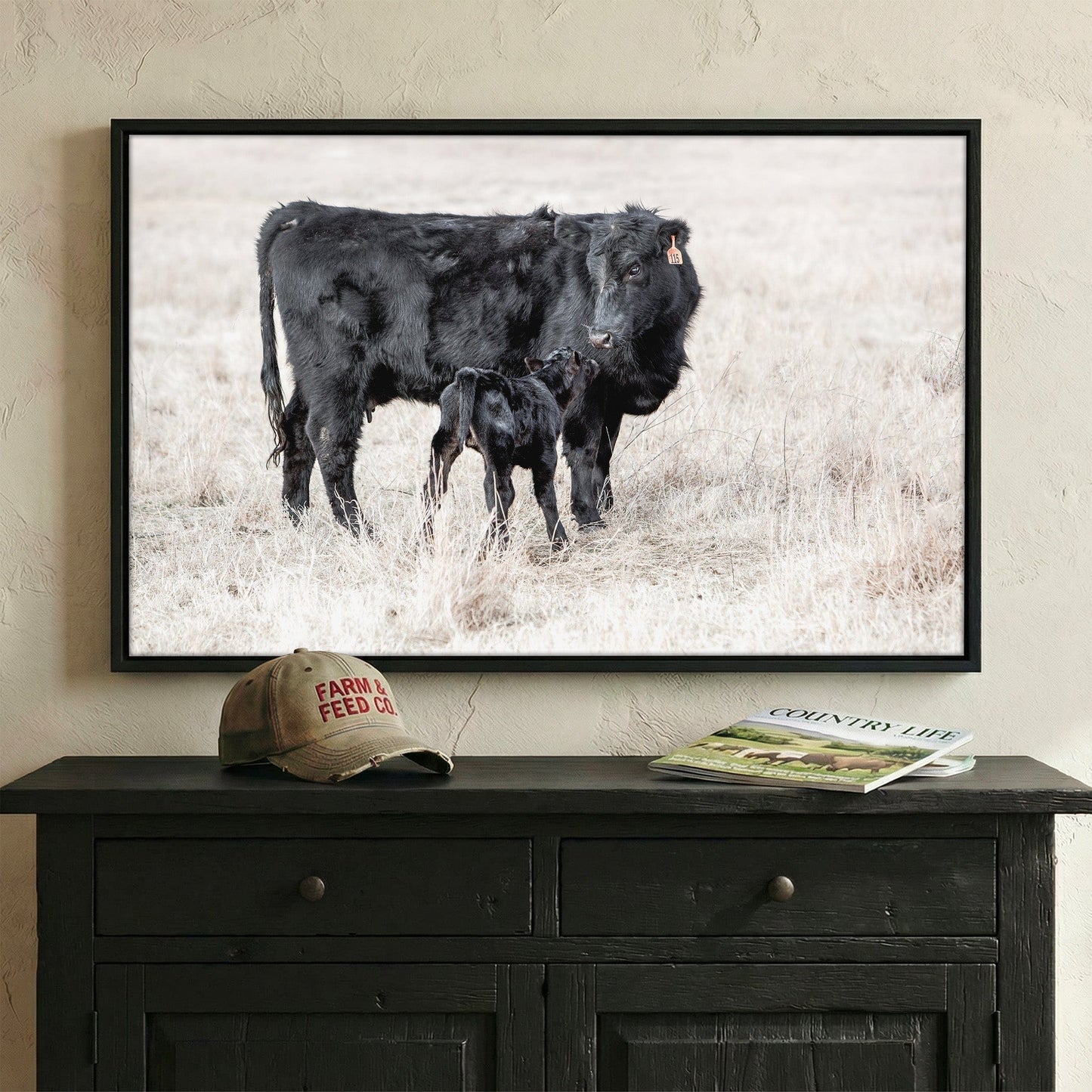 Western Nursery Wall Art - Black Angus Cow & Calf Wall Art Teri James Photography