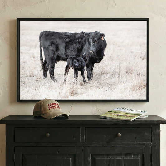 Western Nursery Wall Art - Black Angus Cow & Calf Wall Art Teri James Photography