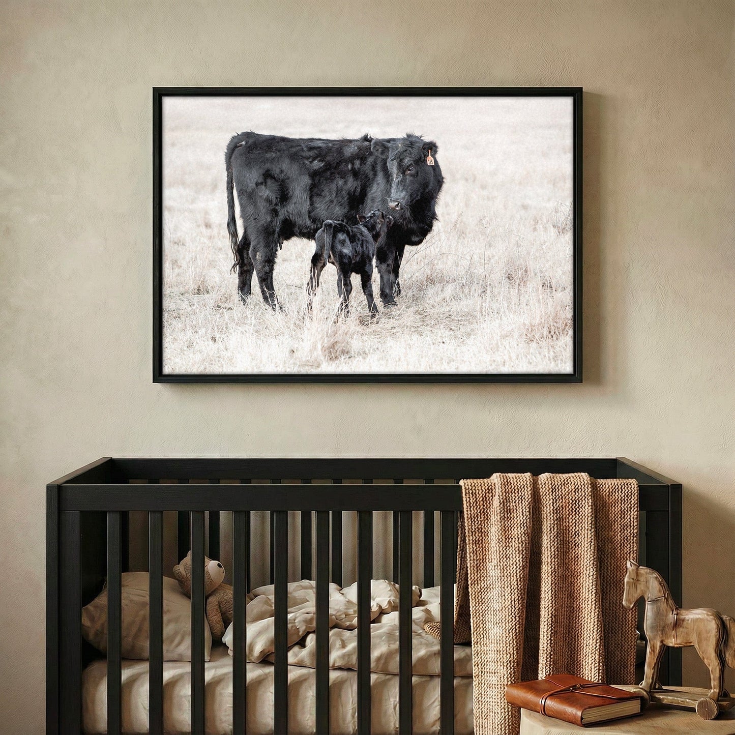 Western Nursery Wall Art - Black Angus Cow & Calf Wall Art Teri James Photography
