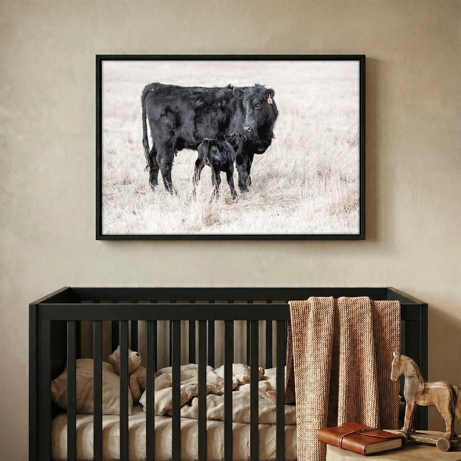 Western Nursery Wall Art - Black Angus Cow & Calf Wall Art Teri James Photography
