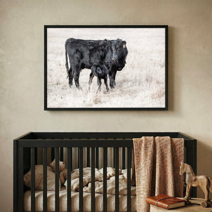 Western Nursery Wall Art - Black Angus Cow & Calf Wall Art Teri James Photography