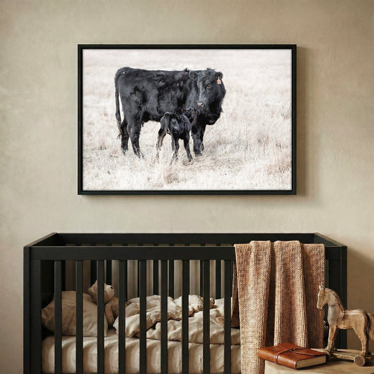 Western Nursery Wall Art - Black Angus Cow & Calf Wall Art Teri James Photography