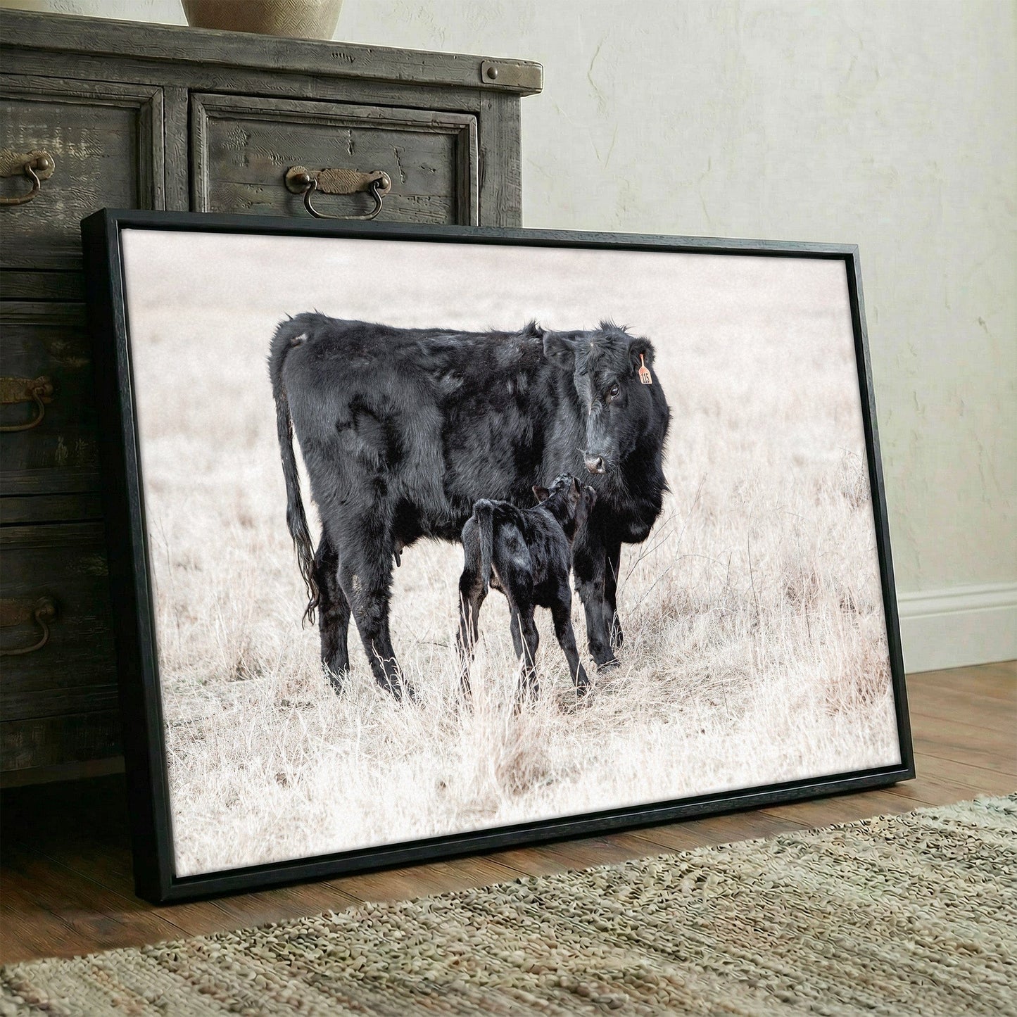 Western Nursery Wall Art - Black Angus Cow & Calf Wall Art Teri James Photography