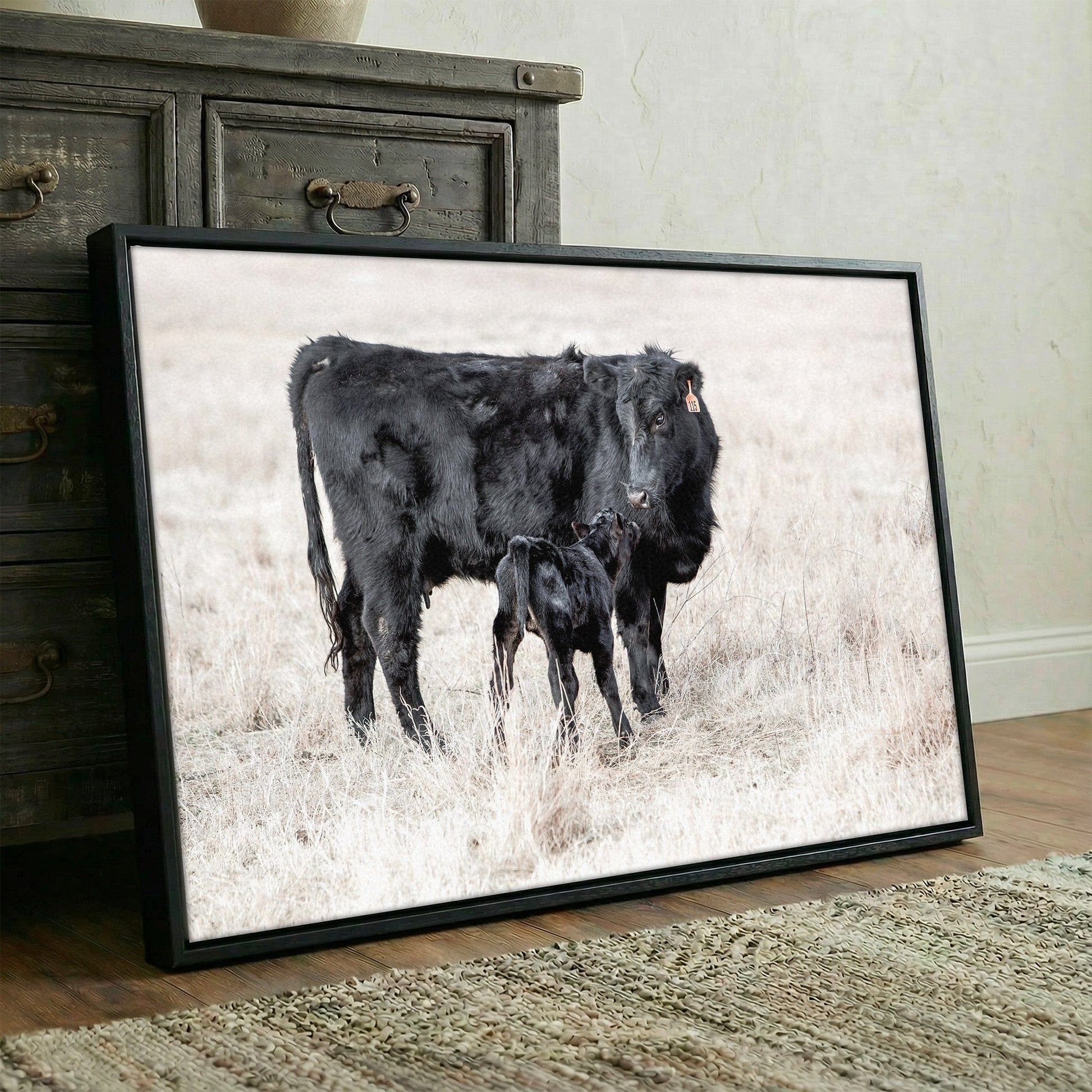 Western Nursery Wall Art - Black Angus Cow & Calf Wall Art Teri James Photography