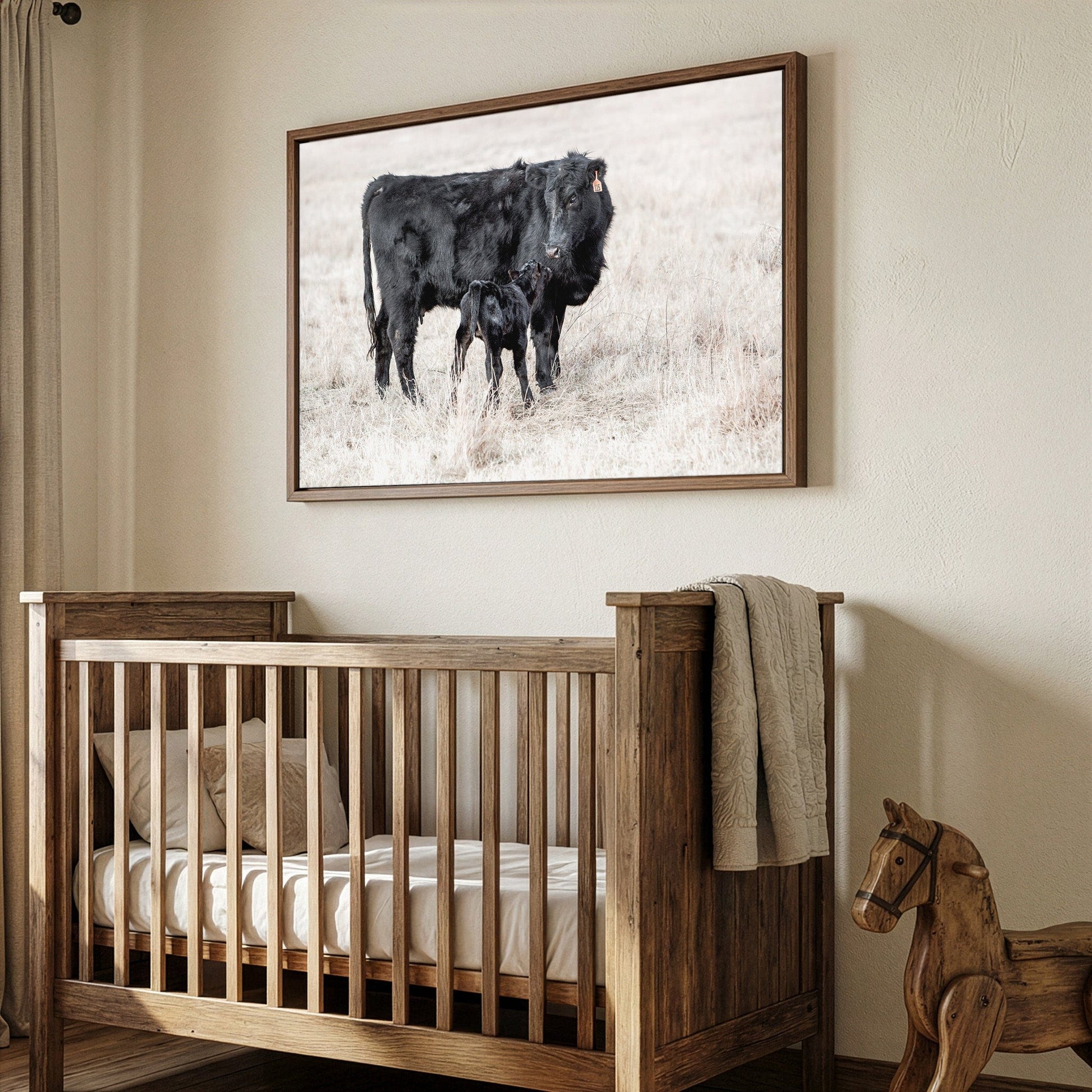 Western Nursery Wall Art - Black Angus Cow & Calf Wall Art Teri James Photography