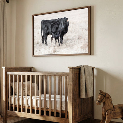 Western Nursery Wall Art - Black Angus Cow & Calf Wall Art Teri James Photography